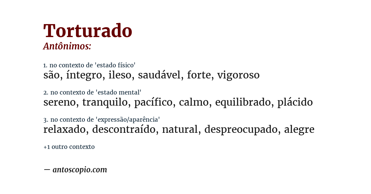 Antônimo de torturado