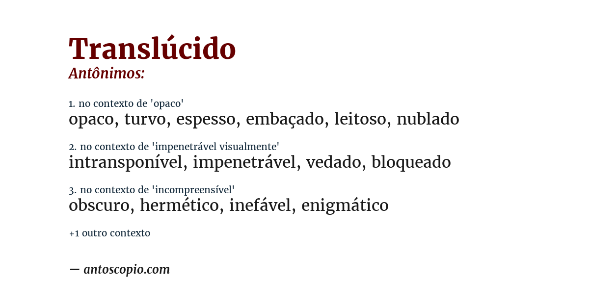 Antônimo de translúcido