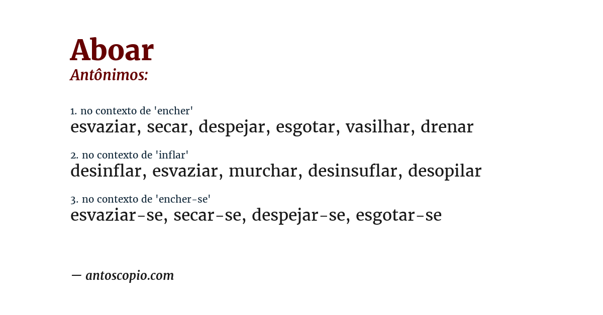 Antônimo de aboar