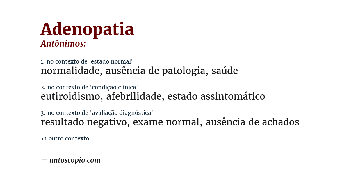 Antônimo de adenopatia
