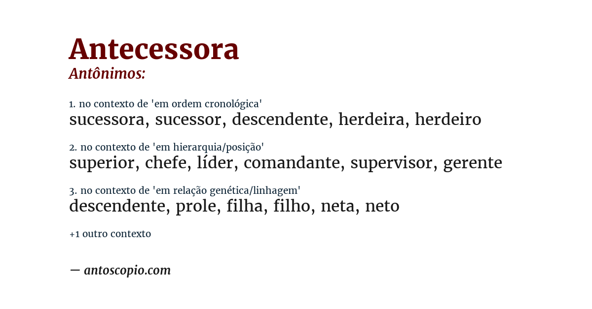 Antônimo de antecessora