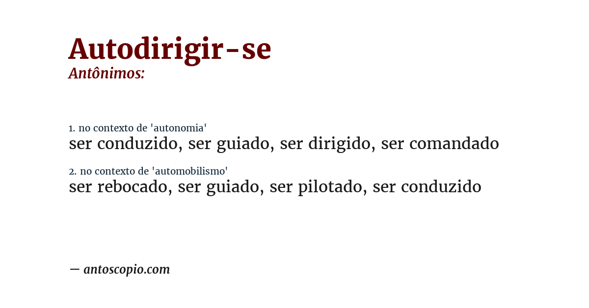 Antônimo de autodirigir-se