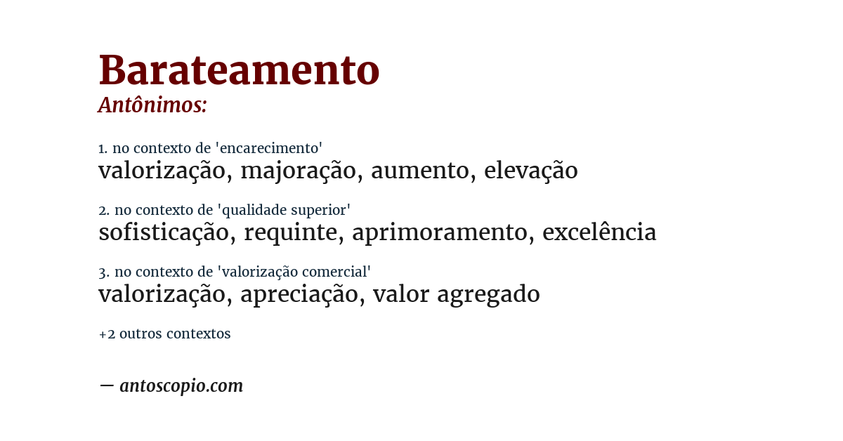Antônimo de barateamento