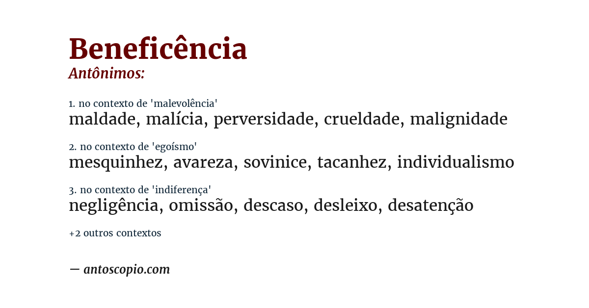 Antônimo de beneficência