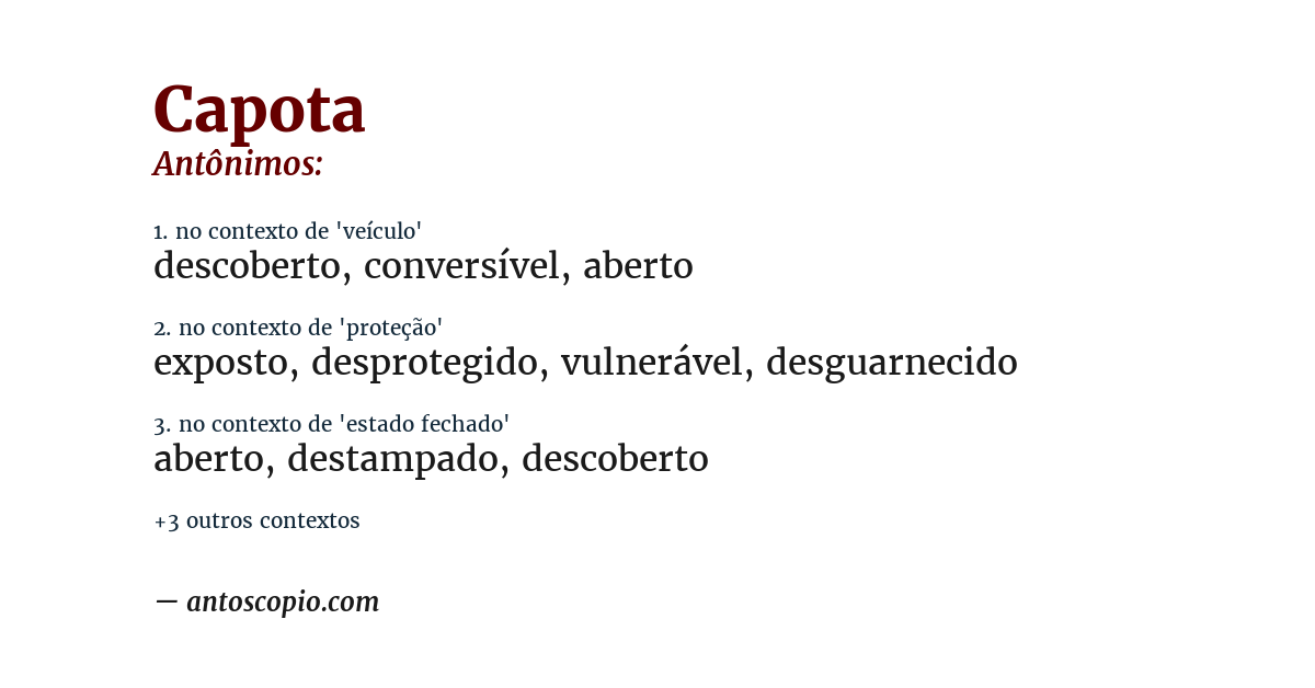 Antônimo de capota