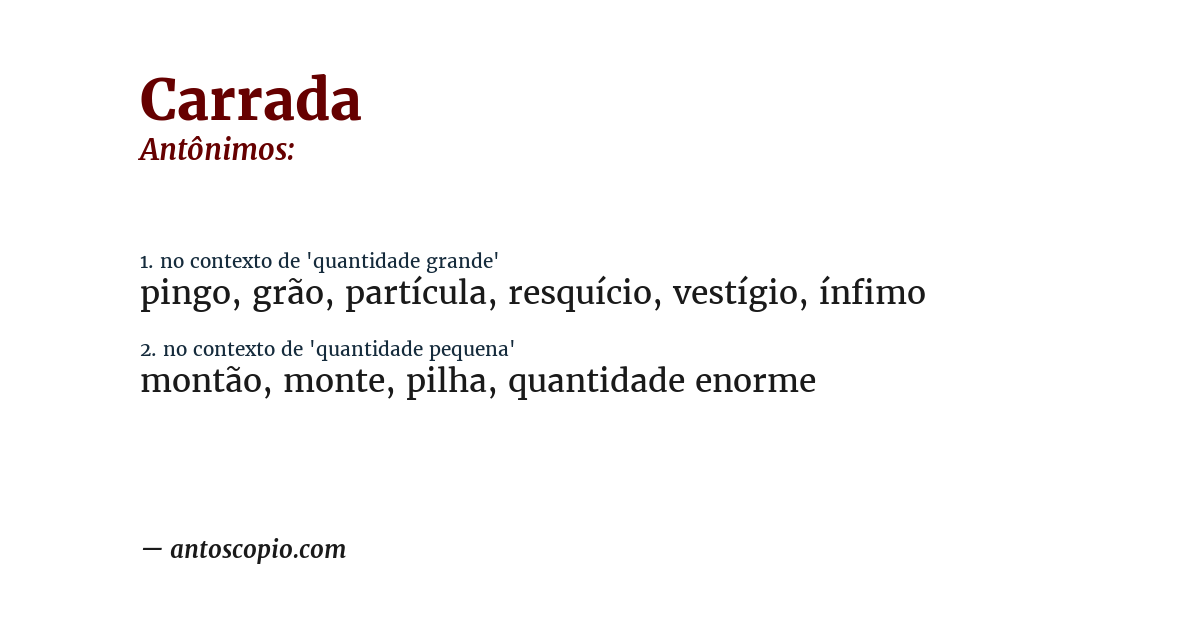 Antônimo de carrada