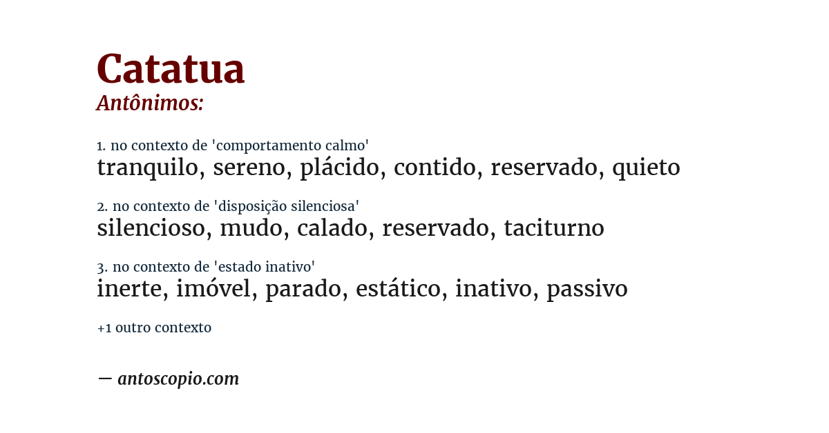 Antônimo de catatua