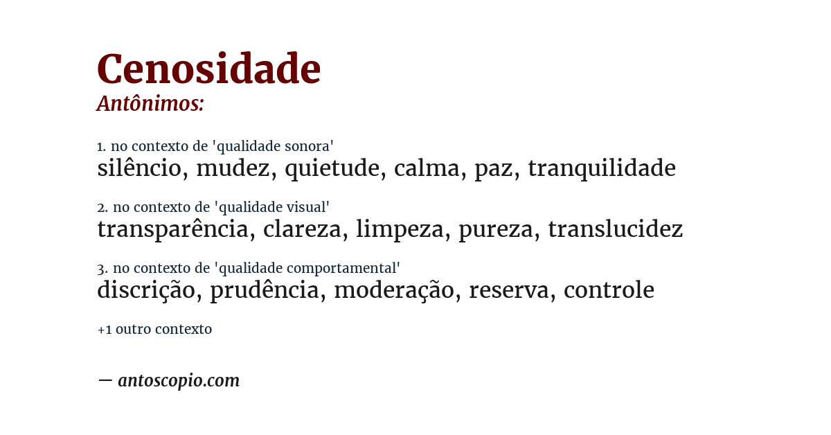 Antônimo de cenosidade