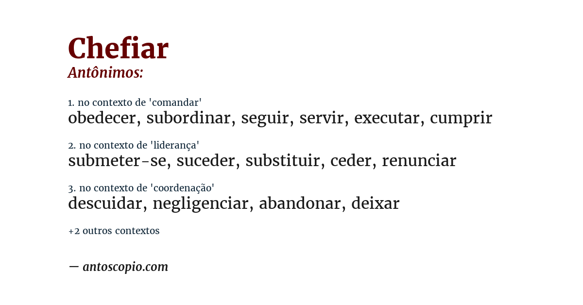Antônimo de chefiar