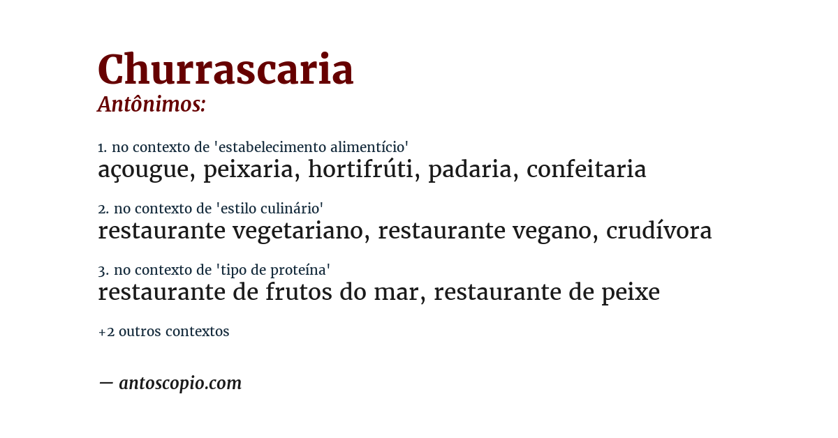 Antônimo de churrascaria