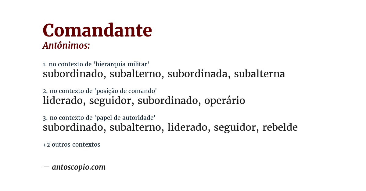 Antônimo de comandante