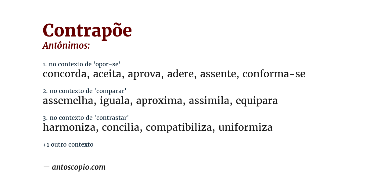 Antônimo de contrapõe