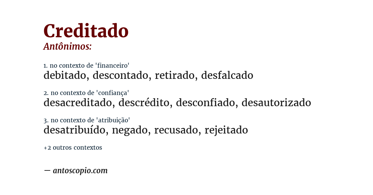 Antônimo de creditado