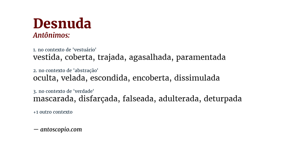 Antônimo de desnuda