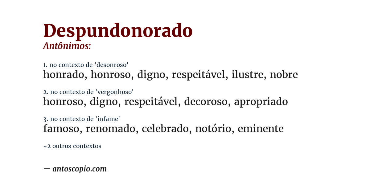 Antônimo de despundonorado