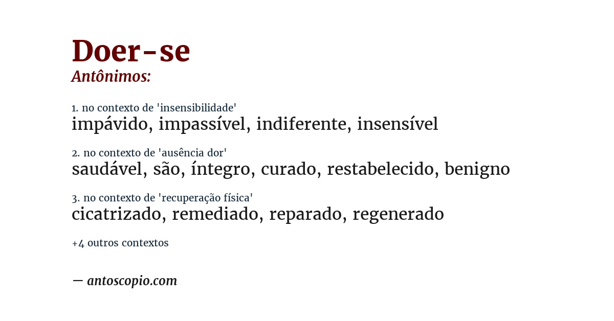 Antônimo de doer-se