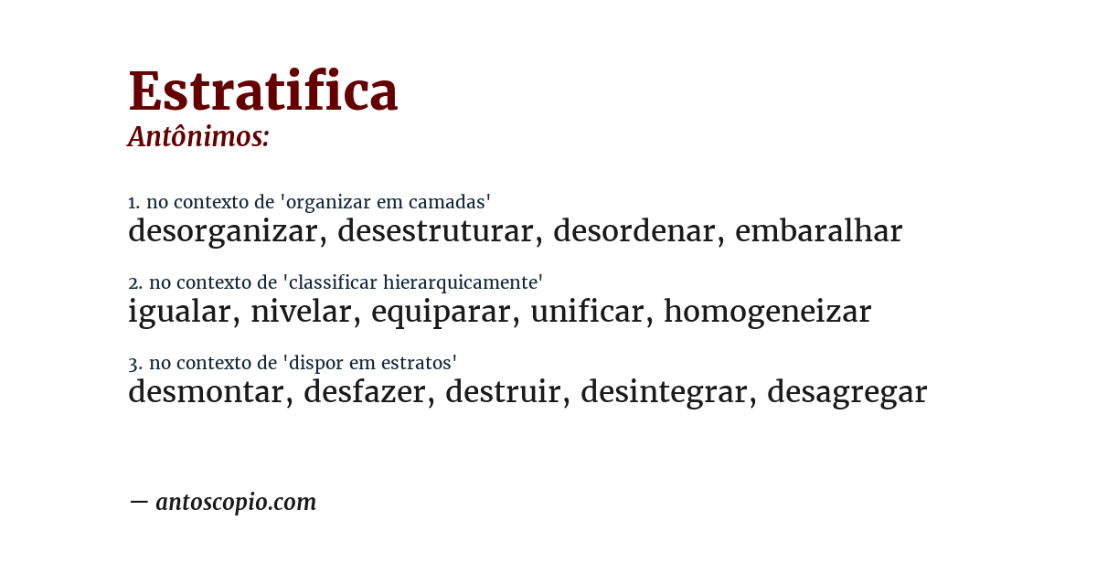 Antônimo de estratifica