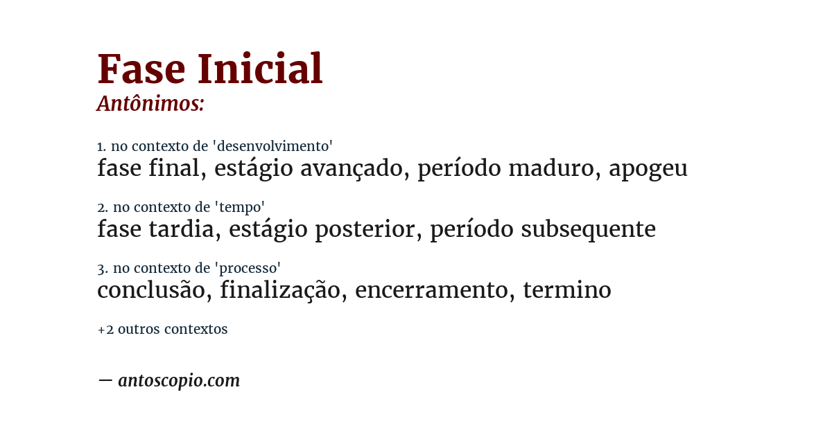Antônimo de fase inicial