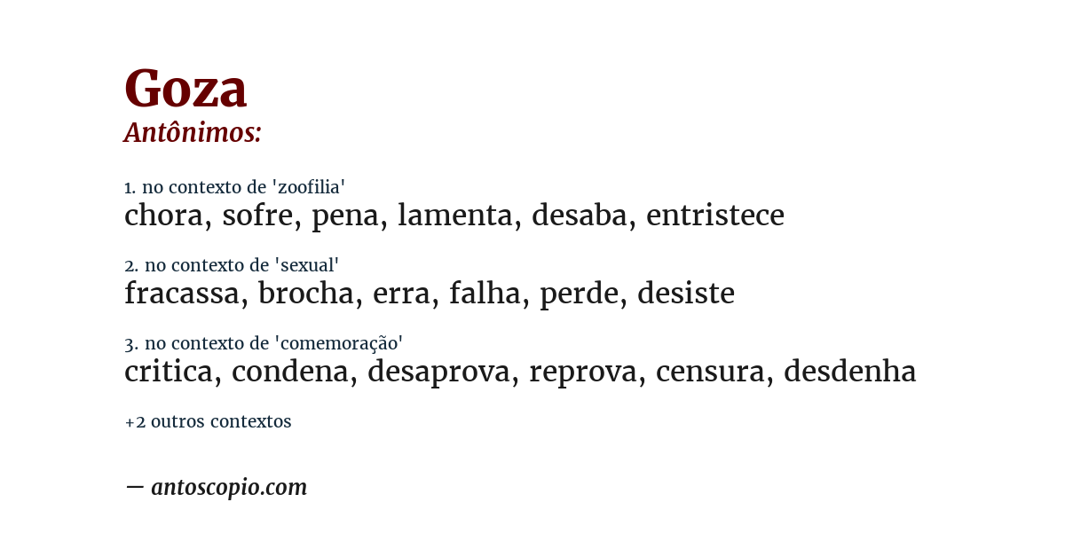 Antônimo de goza