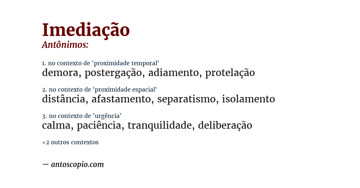 Antônimo de imediação