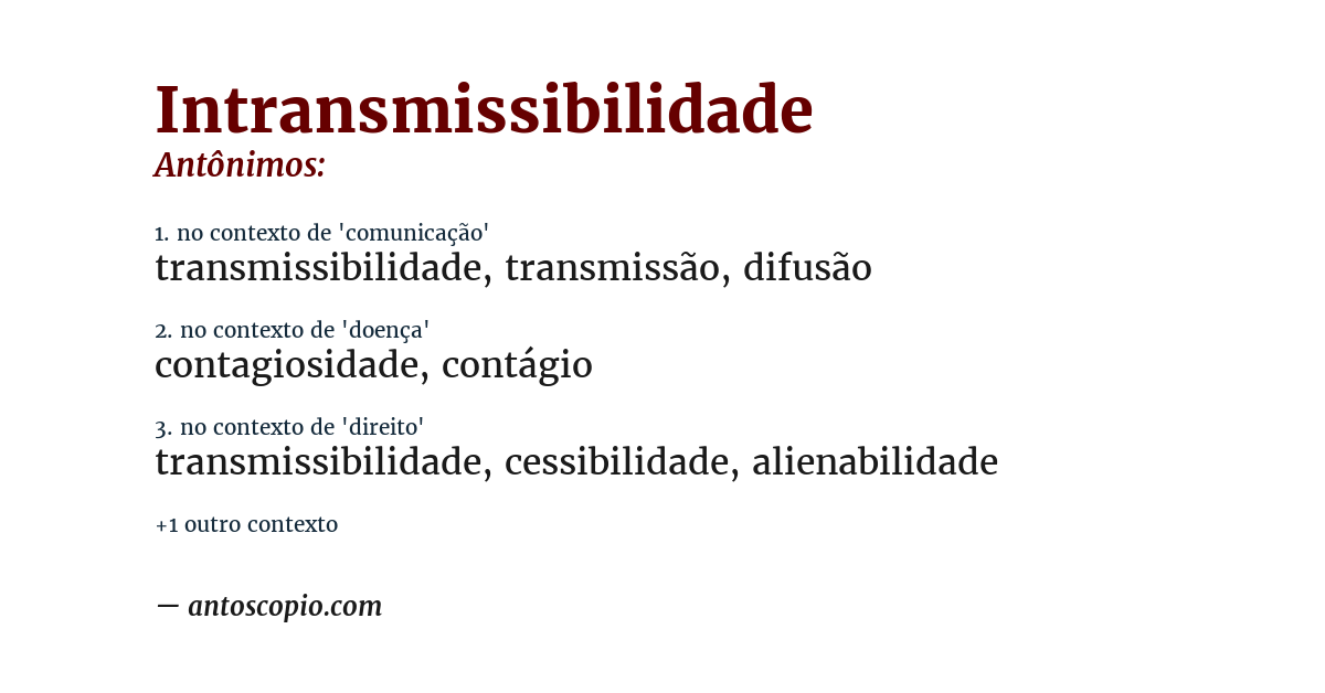 Antônimo de intransmissibilidade