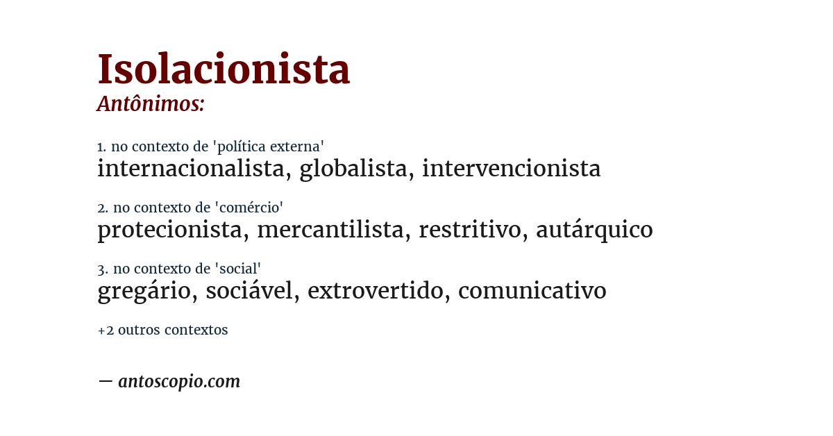 Antônimo de isolacionista