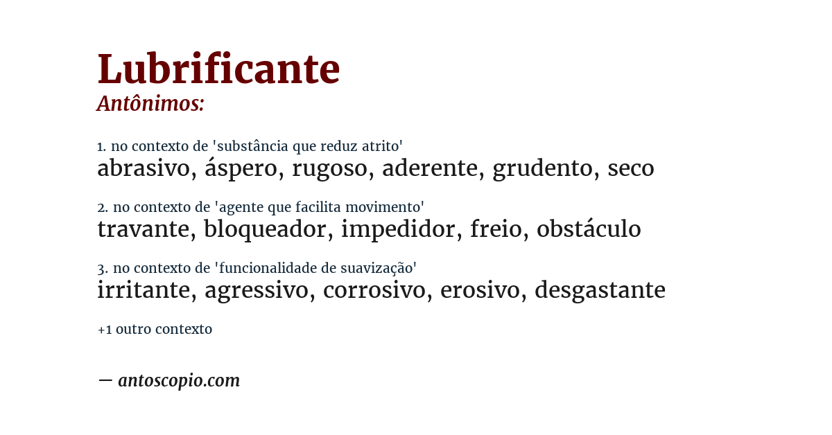 Antônimo de lubrificante