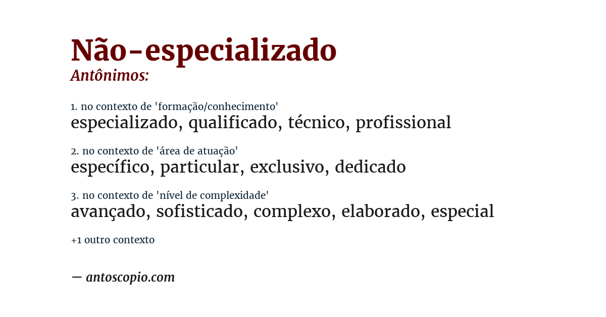 Antônimo de não-especializado