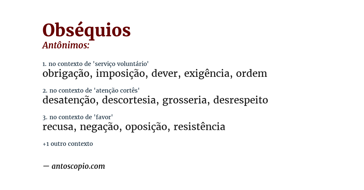 Antônimo de obséquios