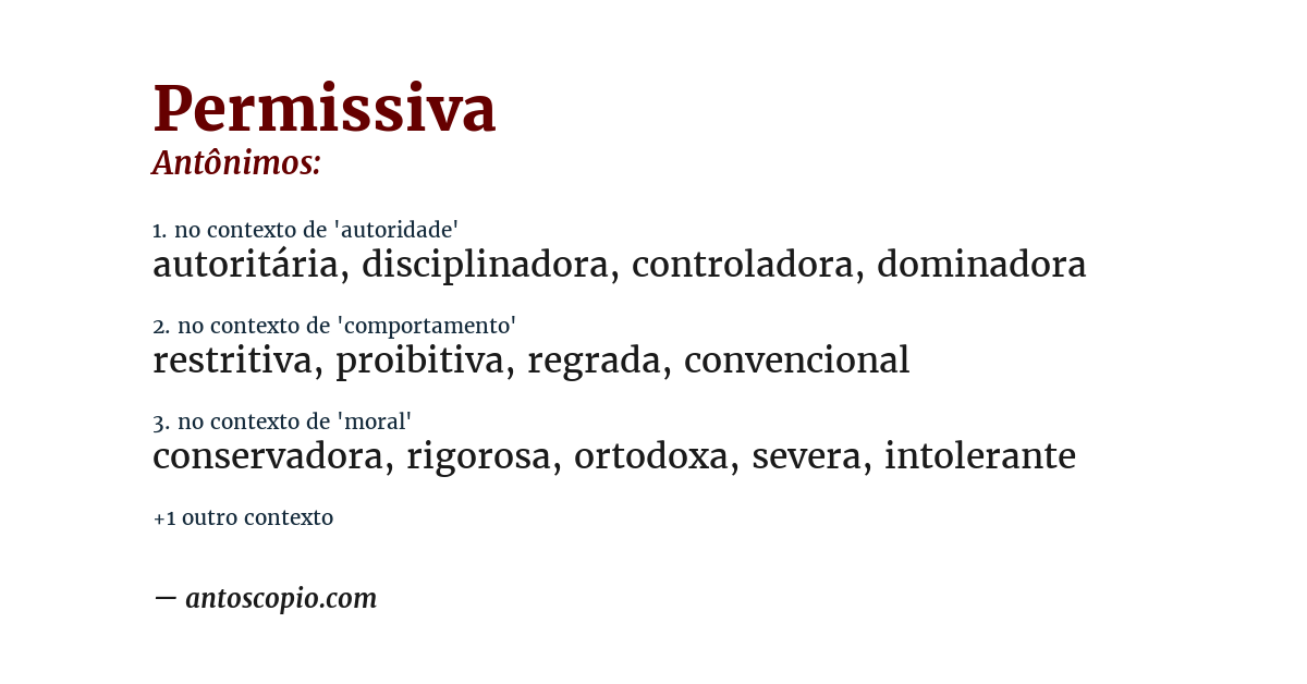 Antônimo de permissiva