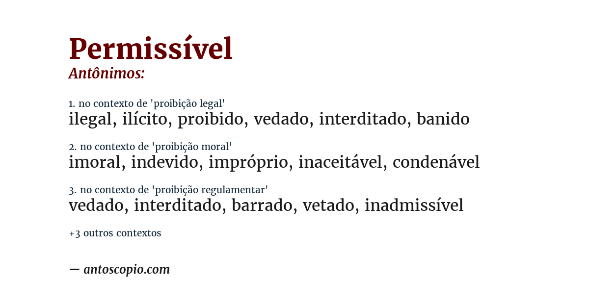 Antônimo de permissível