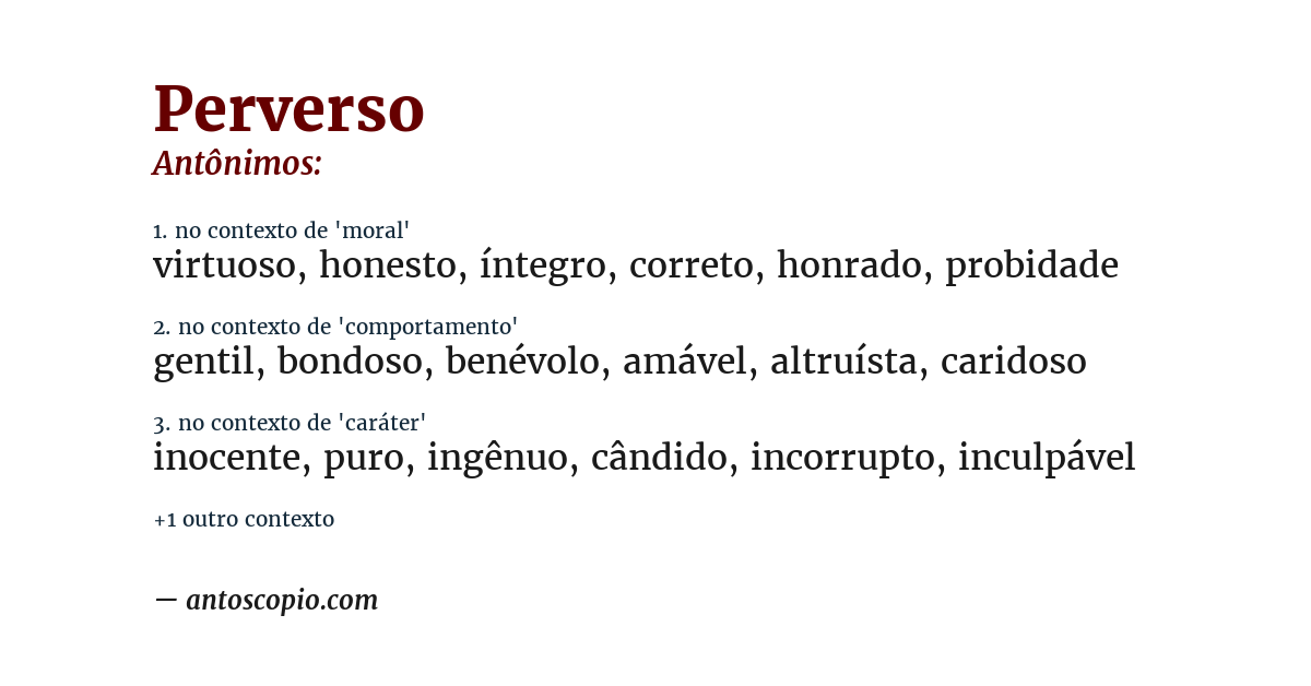 Antônimo de perverso