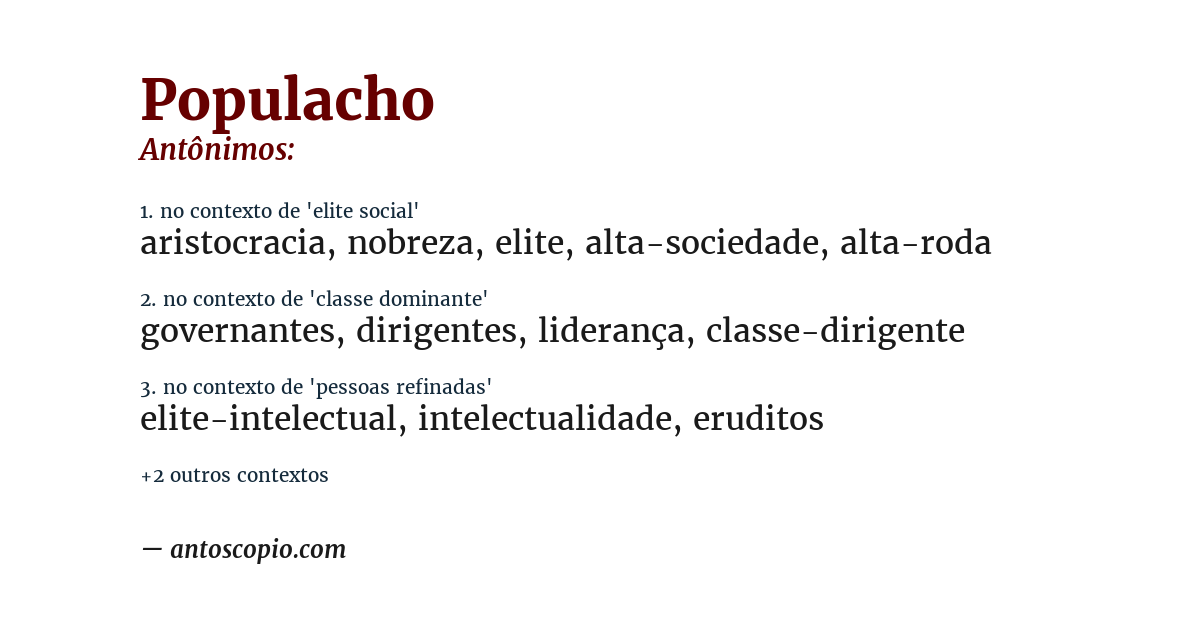 Antônimo de populacho