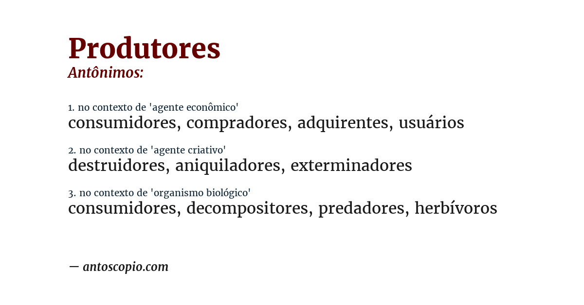 Antônimo de produtores