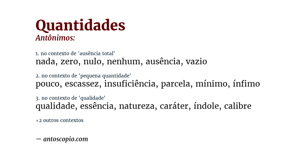 Antônimo de quantidades