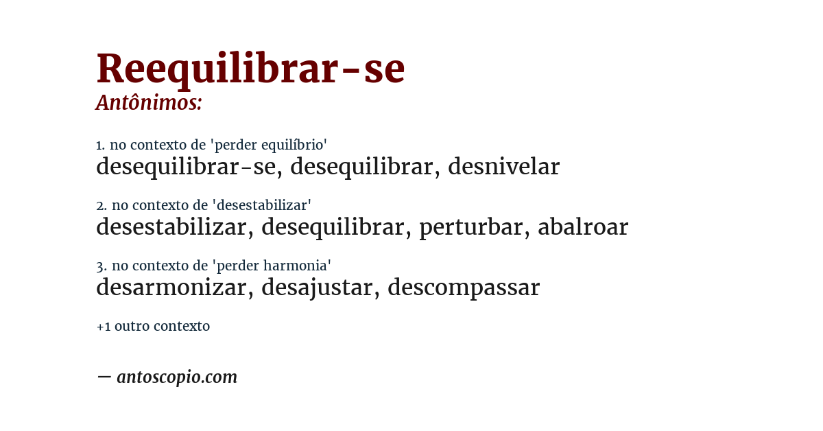 Antônimo de reequilibrar-se