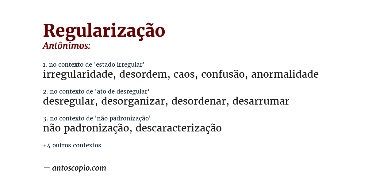 Antônimo de regularização