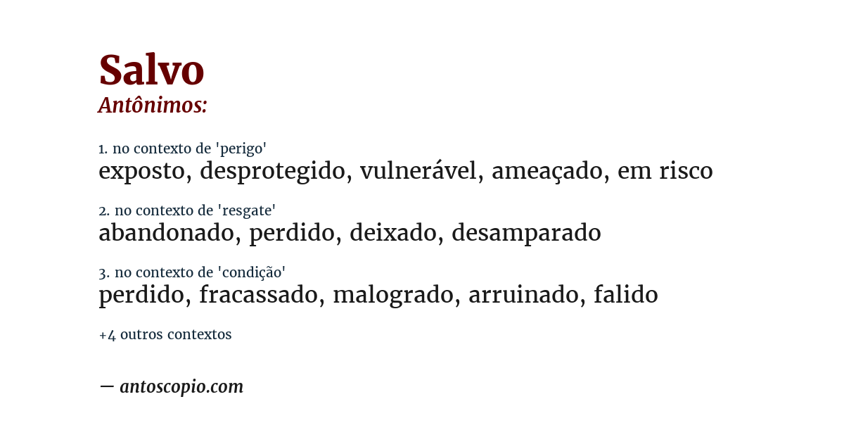 Antônimo de salvo