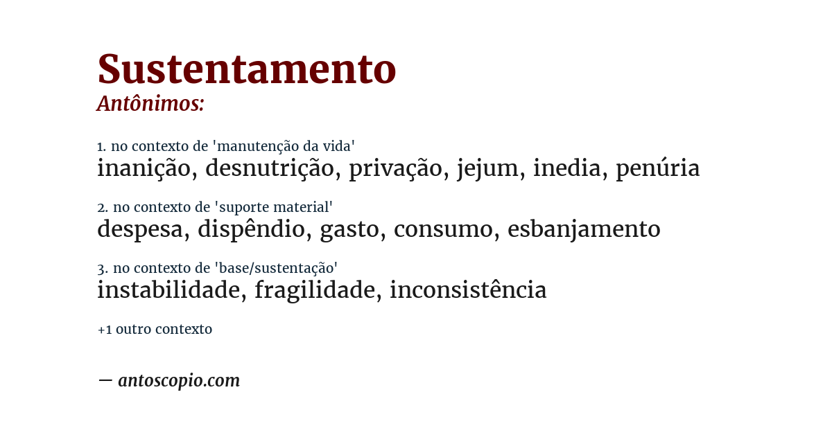 Antônimo de sustentamento