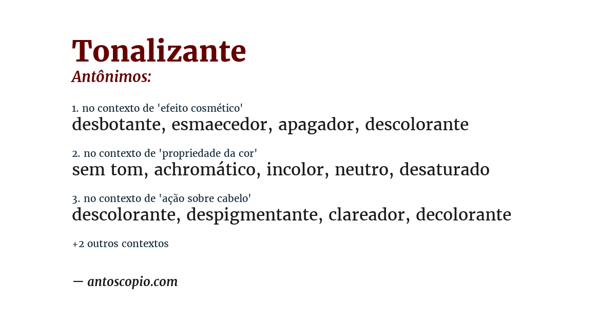 Antônimo de tonalizante