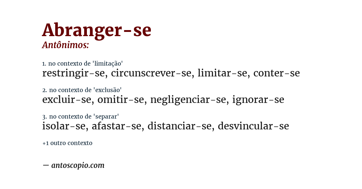 Antônimo de abranger-se