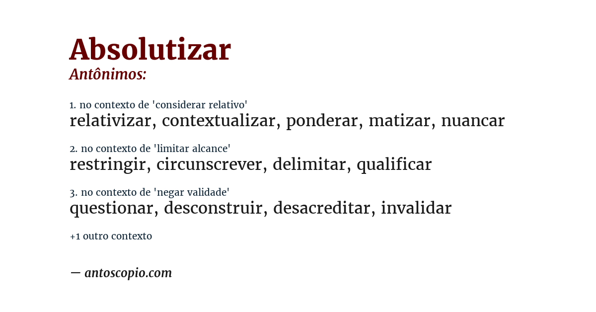 Antônimo de absolutizar
