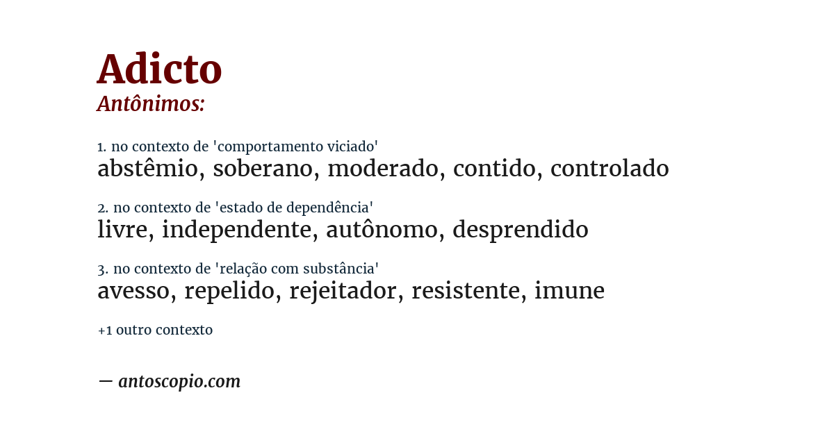 Antônimo de adicto