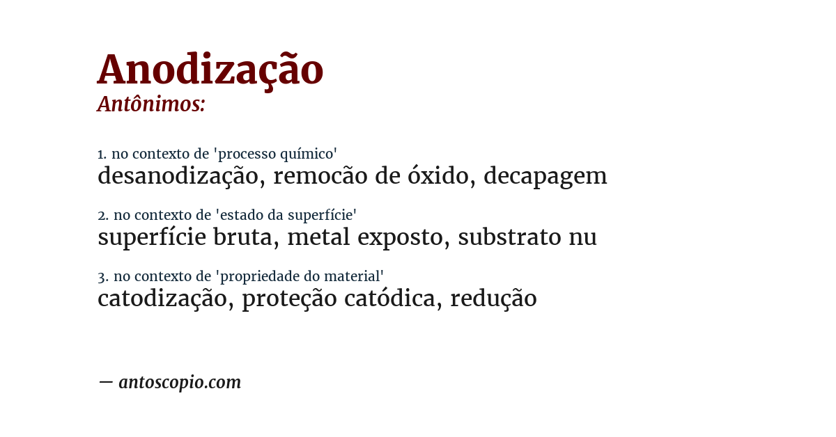 Antônimo de anodização