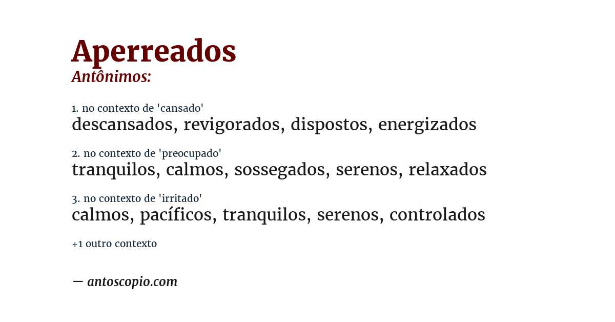 Antônimo de aperreados