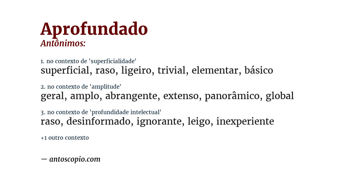 Antônimo de aprofundado