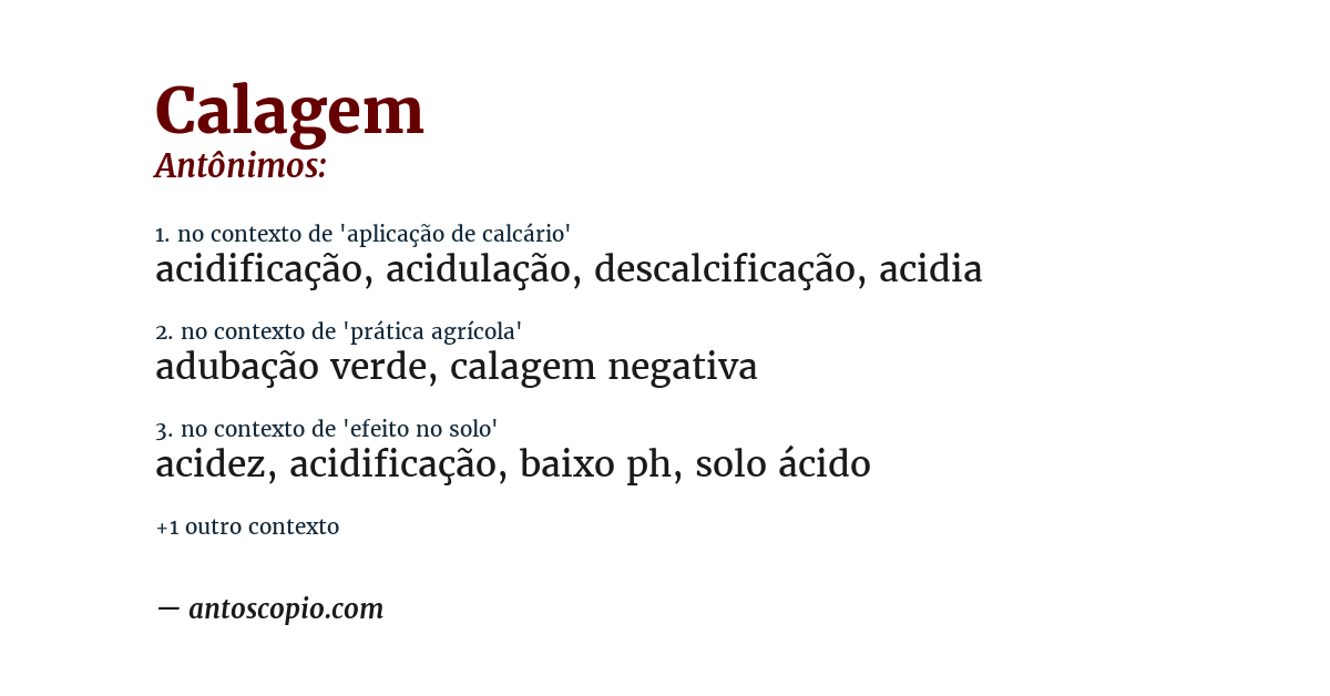 Antônimo de calagem