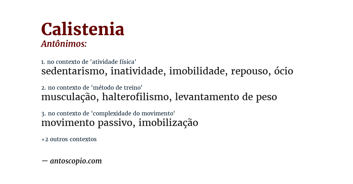Antônimo de calistenia