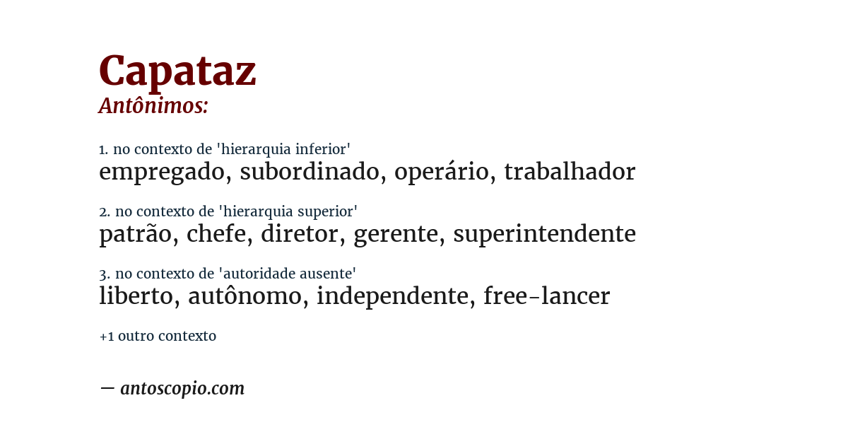 Antônimo de capataz