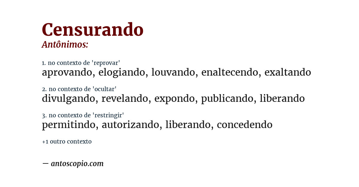Antônimo de censurando